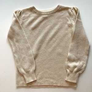 Girl’s ivory sweater with gold metallic thread